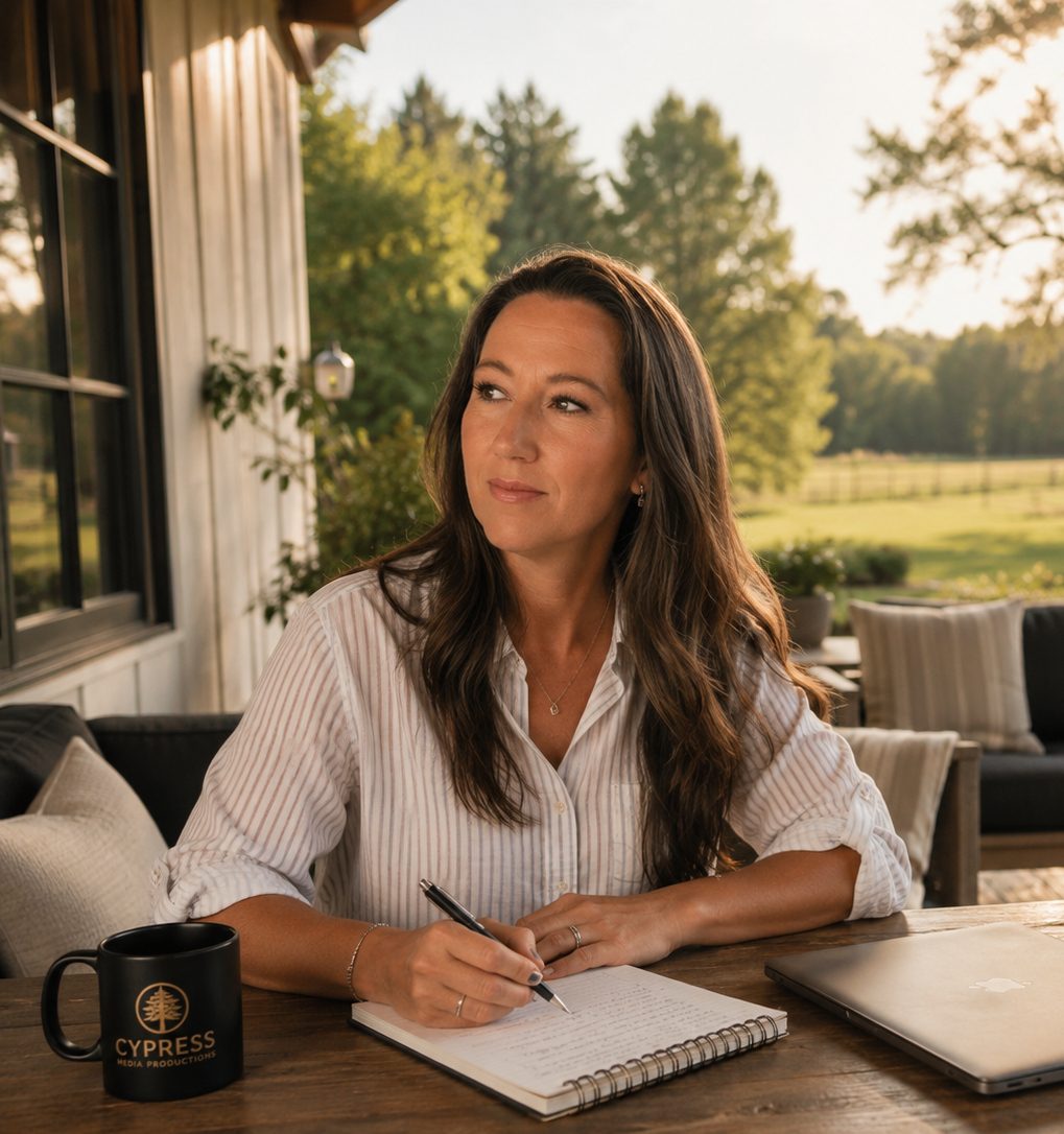 Brooke Trometer planning a client content calendar by hand